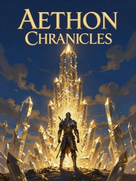 Grey Harbor Pact game cover - lone knight before a glowing crystal tower in a dramatic fantasy sky